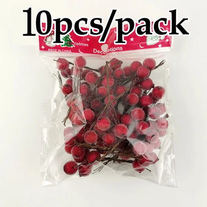 Artificial Red Berry Picks for Christmas Wreath & Tree Decoration (10pcs)