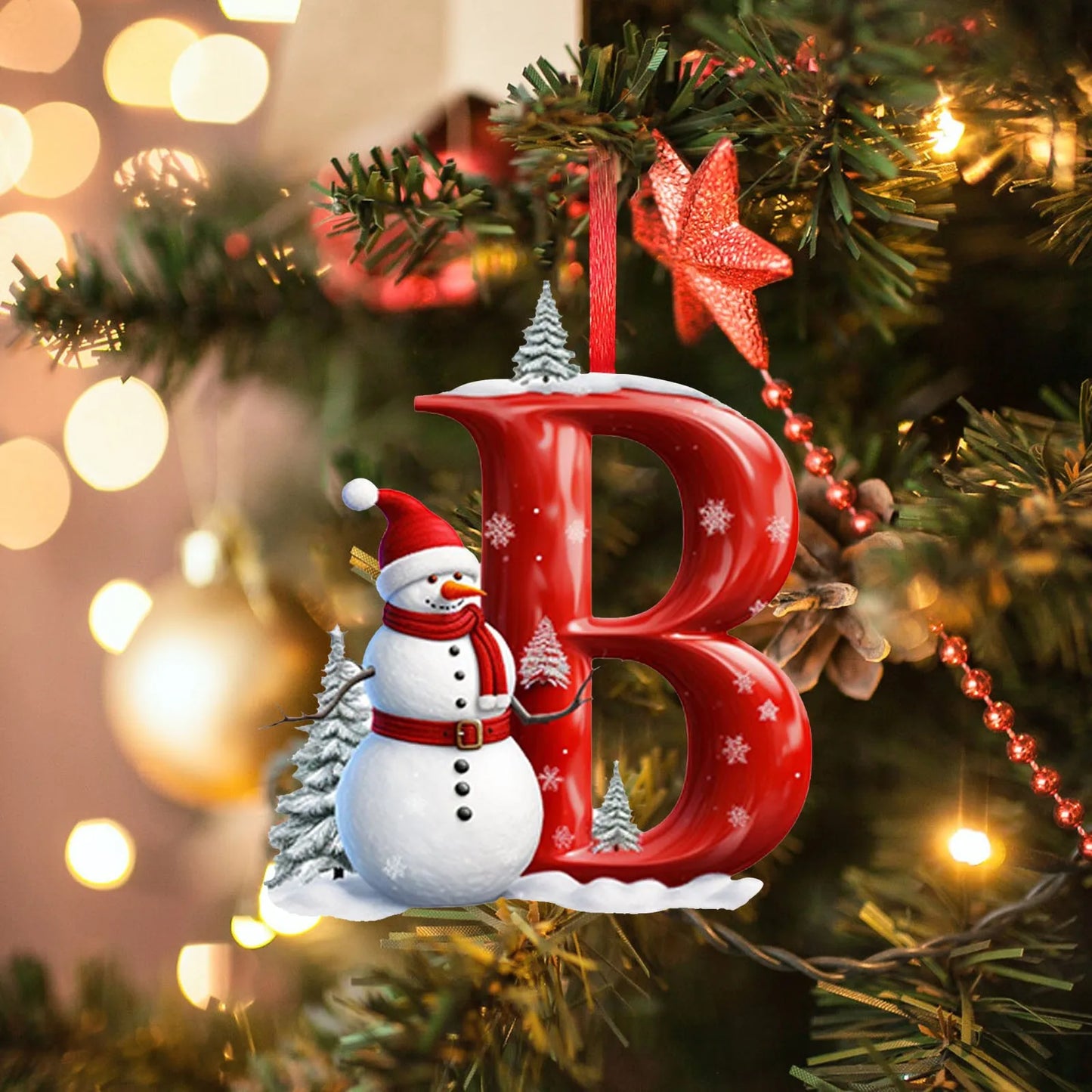 Acrylic Letter Ornaments – 2D Alphabet Hanging Décor for Christmas Tree