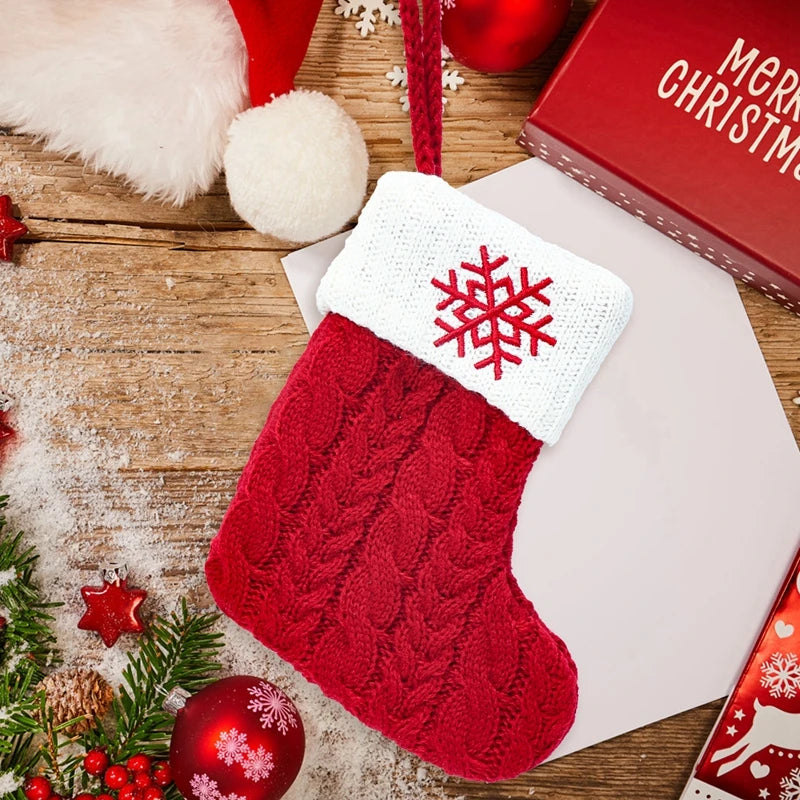 Knitted Christmas Stockings – Snowflake Letter Décor for Home & Tree